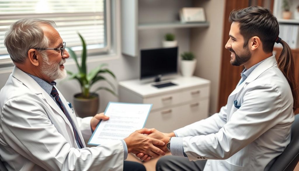 Beratungsgespräch zur Praxisübergabe zwischen Steuerberater und Zahnarzt Beratungsgespräch zur Praxisübergabe zwischen Steuerberater und Zahnarzt